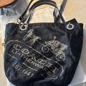 Coach Black and Gray Graphic Tote